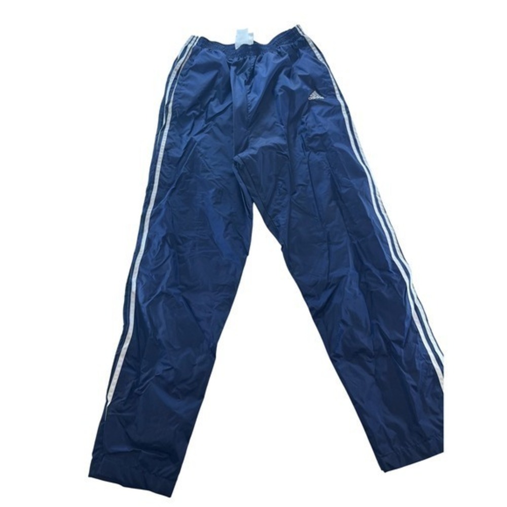 Adidas Mens Vintage 90s Tear Away Snap Track Pants Navy Blue 3 Stripe Large